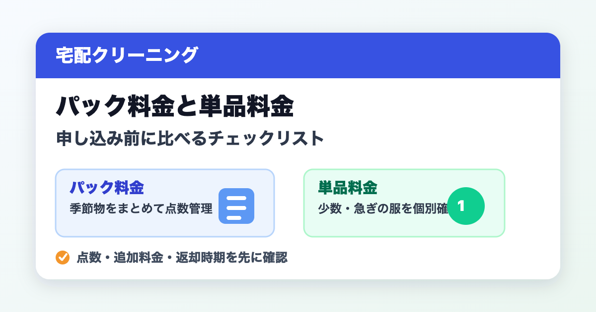 宅配クリーニングのパック料金と単品料金を比較するチェックリストのアイキャッチ画像