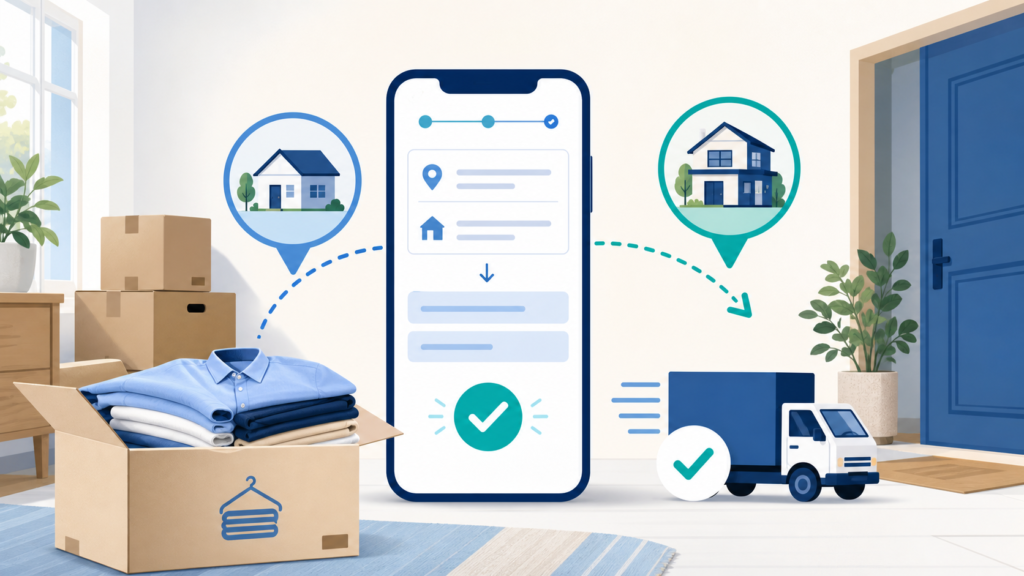 宅配クリーニングの返送先住所を変更するイメージ